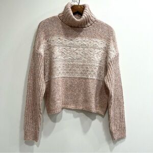 AEO blush pink ribbed turtleneck sweater wool blend medium